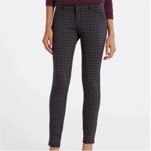 Kut from the Kloth Size 10S Diana Black Gray Red Plaid Mid Rise Skinny Slim Pant